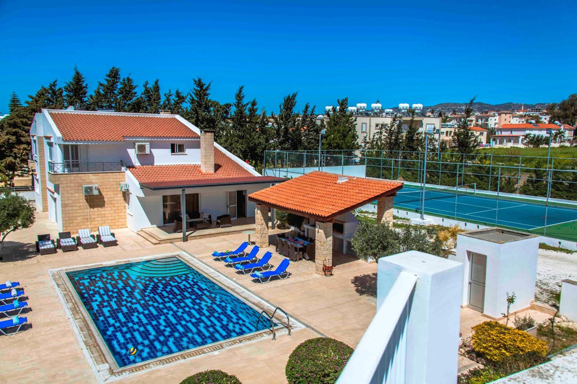 6 Bdr Villa With Tennis Court Paphos Exterior foto